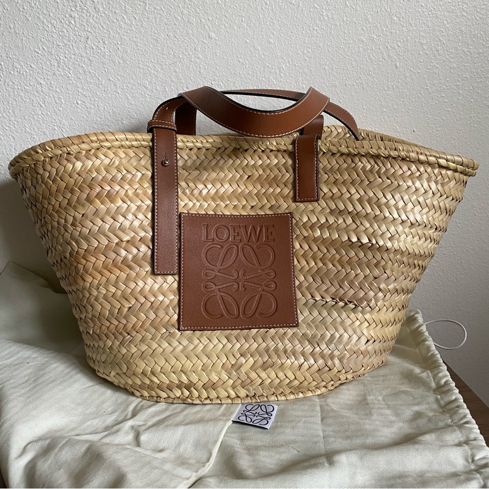 Loewe Tan Woven Basket Bag Medium